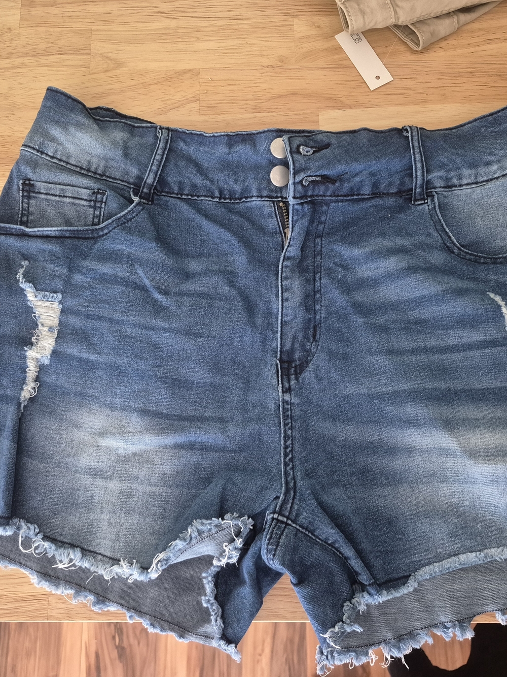 Source Unknown Distressed Blue High-Rise Jean Shorts